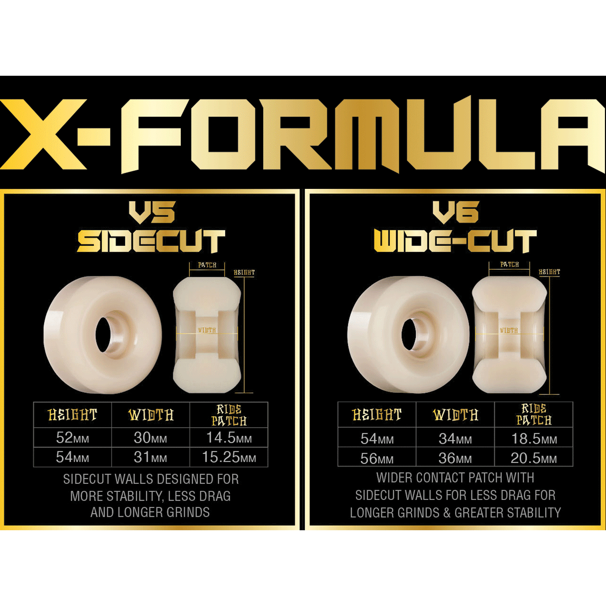 BONES WHEELS X-Formula (56mm 97a V6): All-Terrain Skateboard Wheels