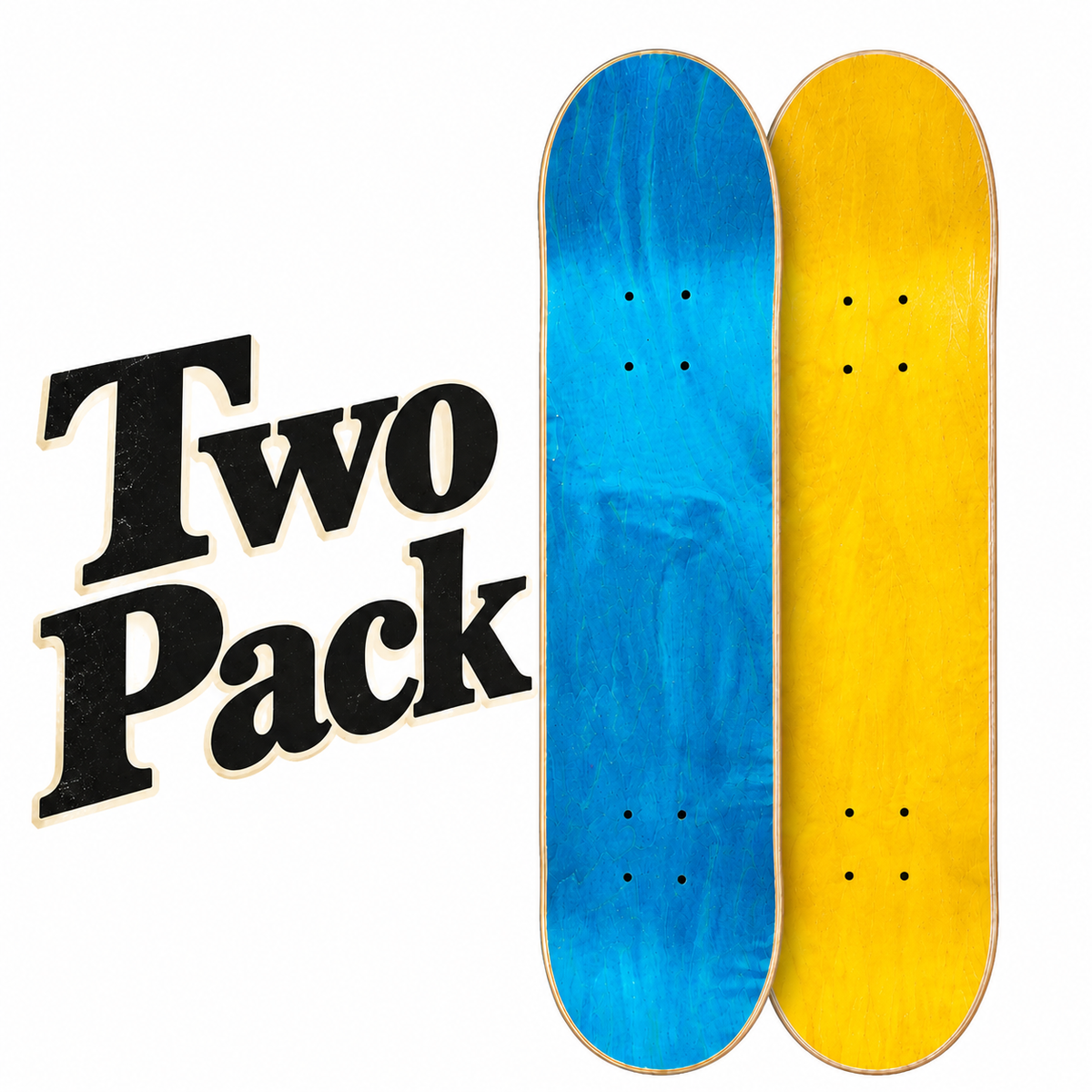 Two Pack BBS MFG Premium Blank Skateboard Deck | Professional-Grade Canadian Maple