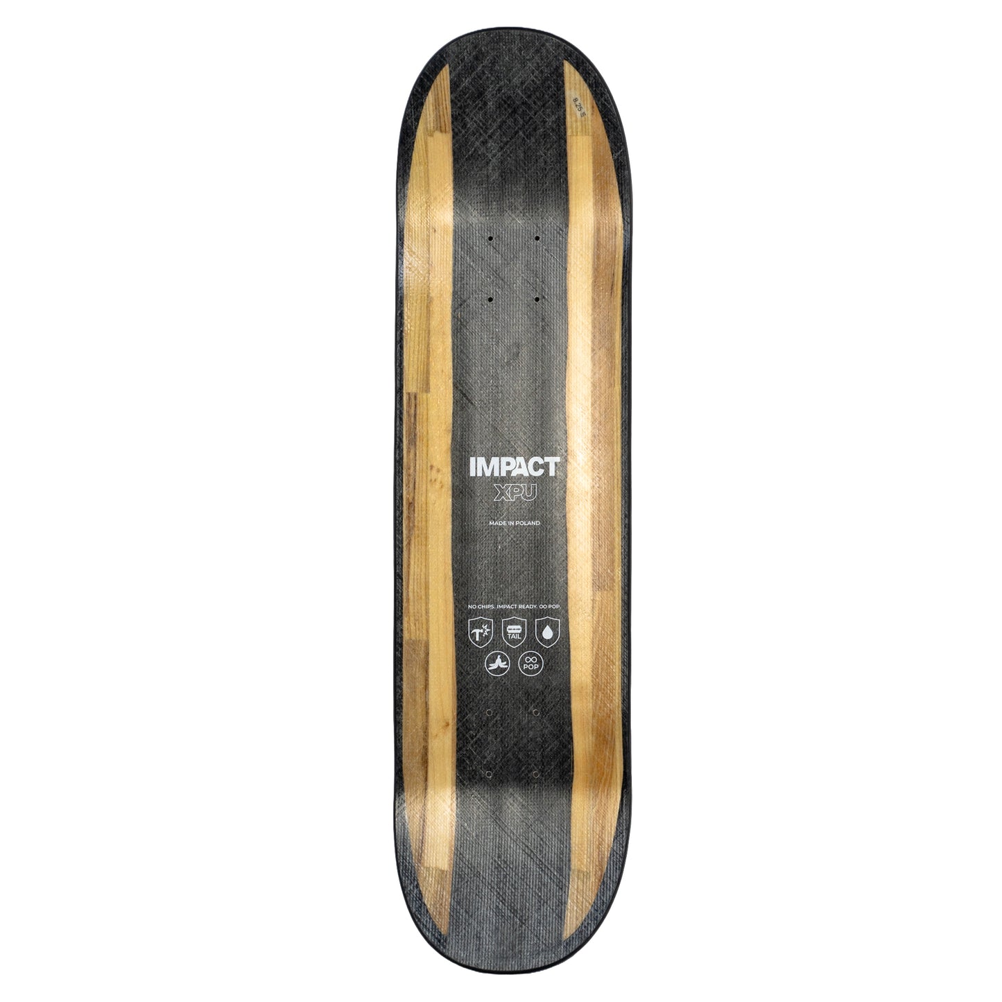 IMPACT XPU ALL BLACK SKATEBOARD DECK - Size 8.5 (Standard)